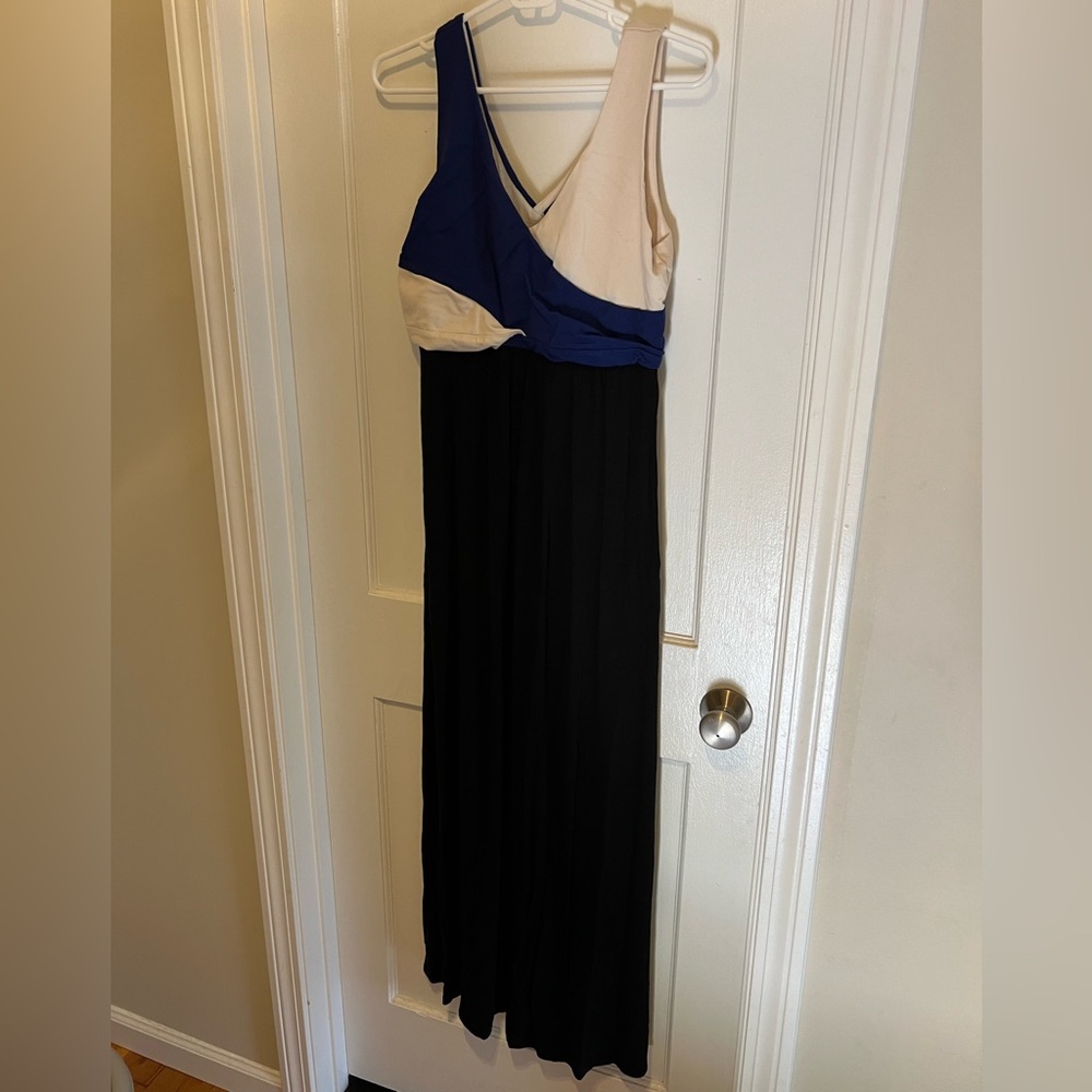 Maeve Maxi Dress in Cream, Blue, and Black